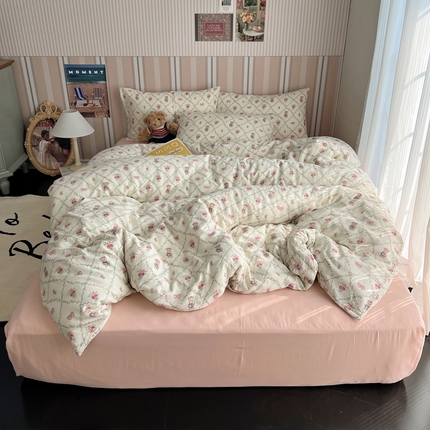 91家纺网 家纺一手货源 找家纺 （总）卧趣2024新款A类全棉有氧双层纱四件套