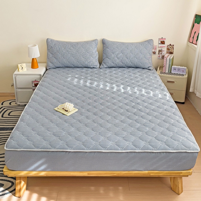 91家纺网 家纺一手货源 找家纺 纽缦家纺 2024云朵棉亲肤加厚加棉床笠 小蓝条