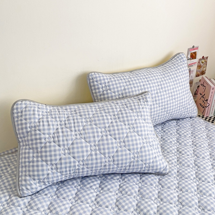 91家纺网 家纺一手货源 找家纺 纽缦家纺 2024云朵棉亲肤加厚加棉床笠 小蓝格