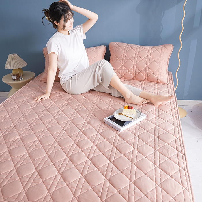 91家纺网 家纺一手货源 找家纺 3C 2024新款全棉水洗棉棉花床笠 柔蜜粉