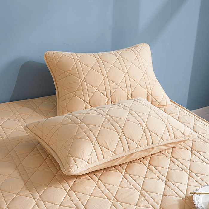 91家纺网 家纺一手货源 找家纺 3C 2024新款全棉水洗棉棉花床笠 米驼色