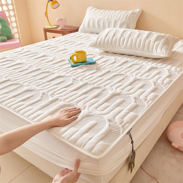 91家纺网 家纺一手货源 找家纺 3C 2024新款miumiu全棉水洗棉床笠 云朵白