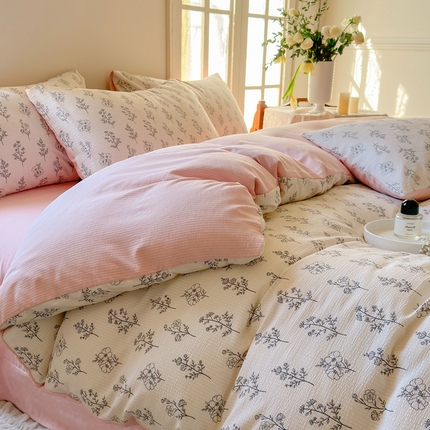 91家纺网 家纺一手货源 找家纺 （总）安哆啦 2024新款A类提花有氧泡泡棉泡芙棉四件套