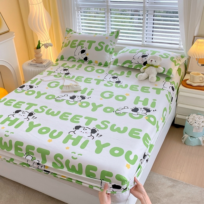 91家纺网 家纺一手货源 找家纺 金丝兔 2025新款植物羊绒磨毛单床笠 幸运狗