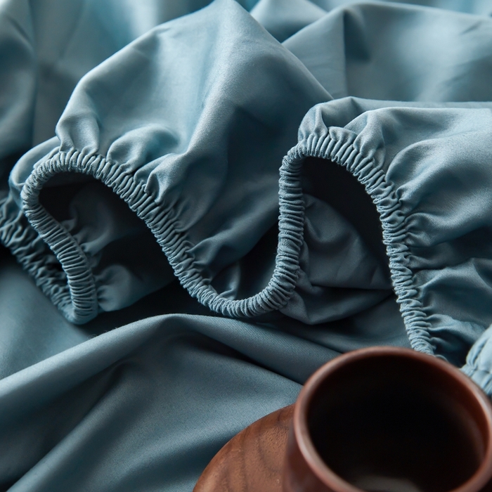 91家纺网 家纺一手货源 找家纺 鹿班家居 2024新款100S长绒棉纯色单品床笠（场景二） 绒丝绿