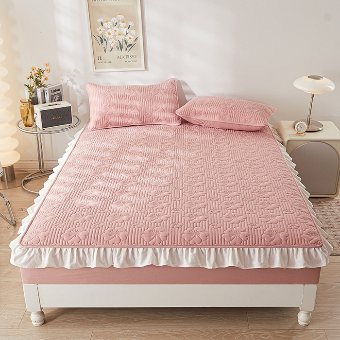 91家纺网 家纺一手货源 找家纺 （总）3C 2024新款全棉大豆夹棉唯美花边床笠