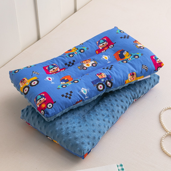 91家纺网 家纺一手货源 找家纺 可思家纺 2024新款儿童全棉豆豆枕枕头枕芯 竞技小车30*50cm一只