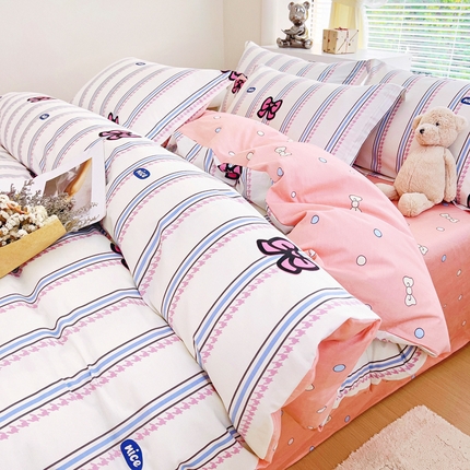 锦罗绣 2024新款13372印花全棉四件套 蝴蝶结