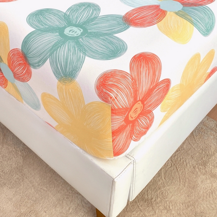 91家纺网 家纺一手货源 找家纺 金丝兔 2025新款植物羊绒磨毛单床笠 七色花