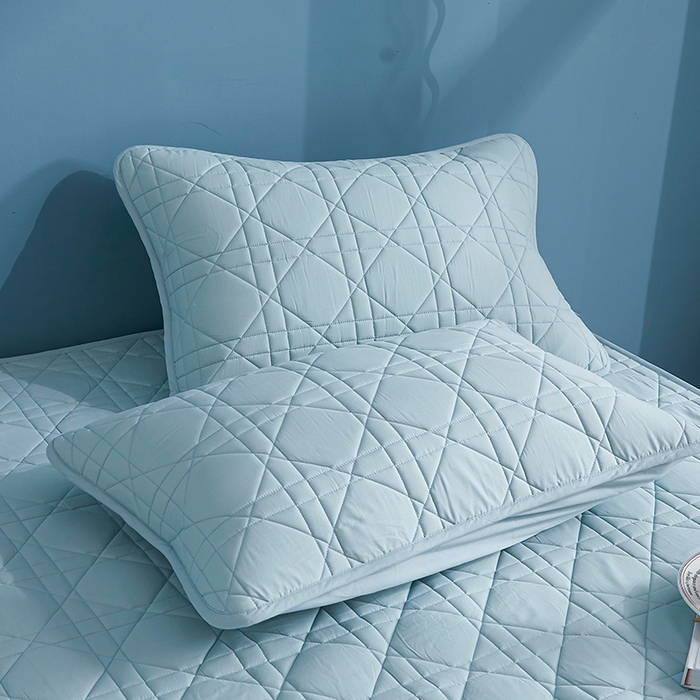 91家纺网 家纺一手货源 找家纺 3C 2024新款全棉水洗棉棉花床笠 纯净蓝