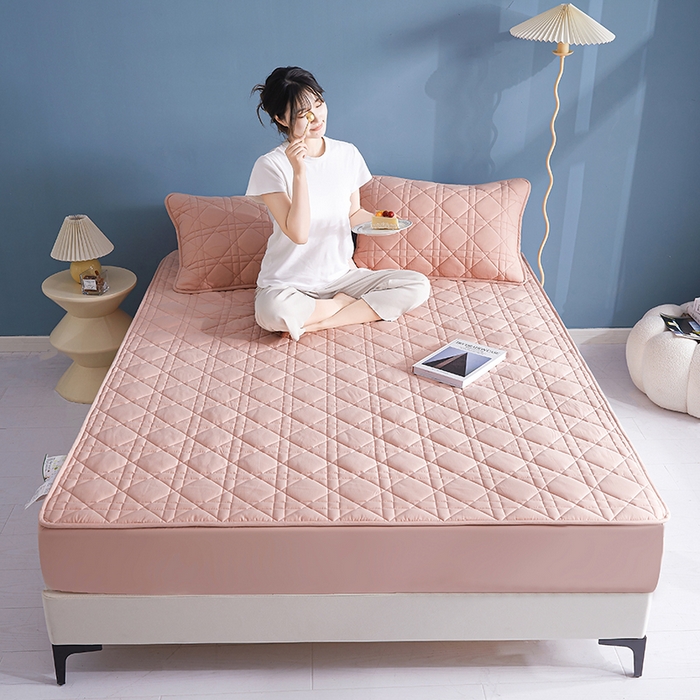 91家纺网 家纺一手货源 找家纺 3C 2024新款全棉水洗棉棉花床笠 柔蜜粉