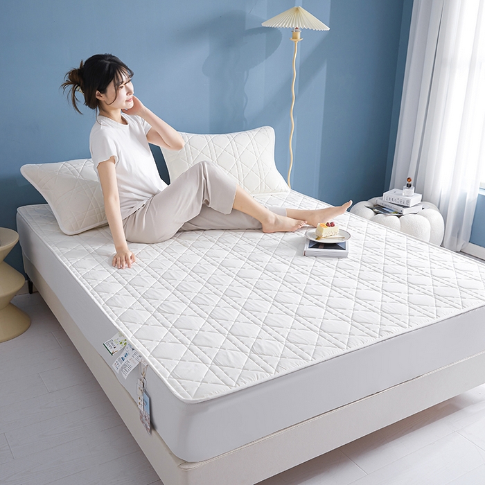 91家纺网 家纺一手货源 找家纺 3C 2024新款全棉水洗棉棉花床笠 素雅白