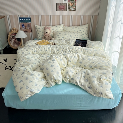 91家纺网 家纺一手货源 找家纺 （总）卧趣2024新款A类全棉有氧双层纱四件套