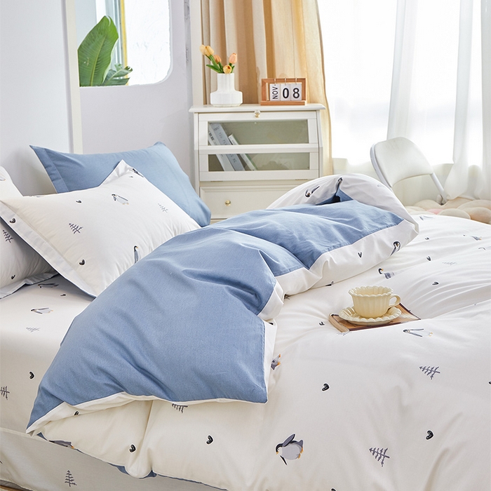 91家纺网 家纺一手货源 找家纺 元元 2024新款小清新全棉四件套系列 嗨皮-米