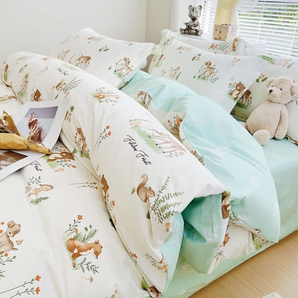 91家纺网 家纺一手货源 找家纺 锦罗绣 2024新款13372印花全棉四件套 小鹿