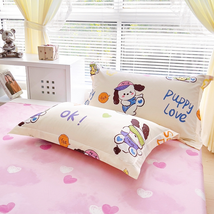 91家纺网 家纺一手货源 找家纺 锦罗绣 2024新款13372印花全棉四件套 快乐狗