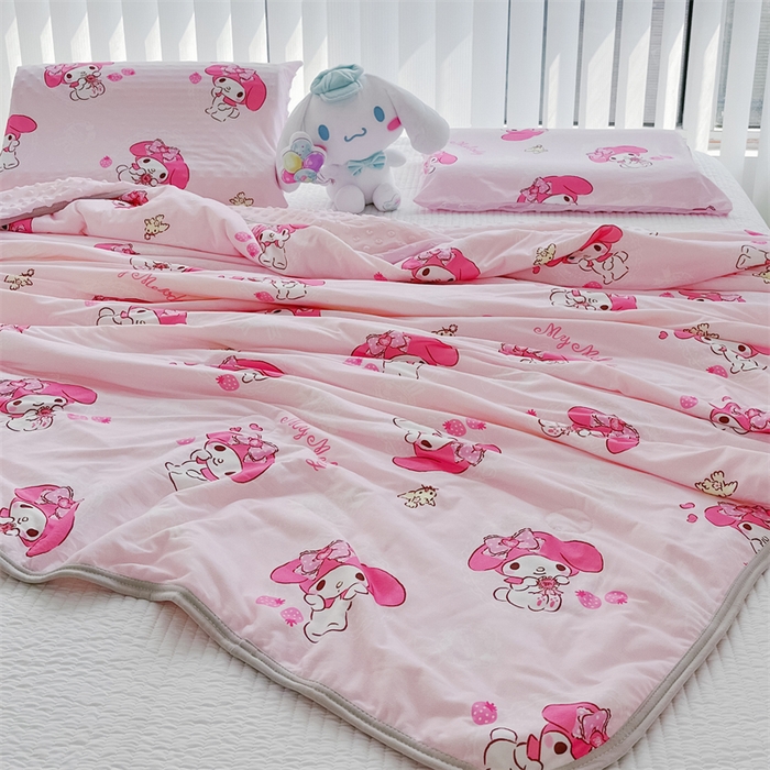 91家纺网 家纺一手货源 找家纺 米米儿家纺 2024新款A类针织棉凉豆豆夏被夏凉被空调被-三丽鸥系列 欢乐美乐蒂