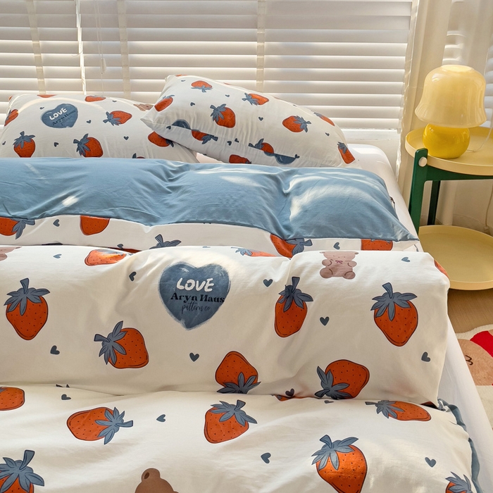 91家纺网 家纺一手货源 找家纺 纽缦家纺 2024水洗双层纱被套 莓天开心