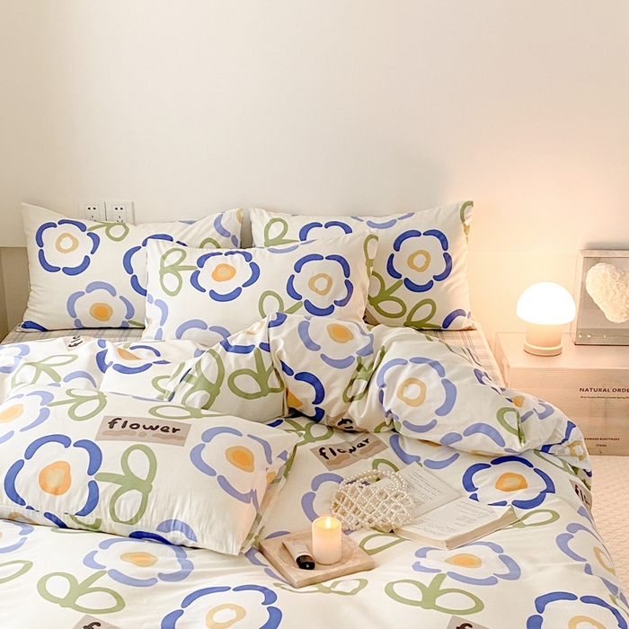 91家纺网 家纺一手货源 找家纺 川悦生活 2024爆款13372全棉卡通小清新四件套三件套 三桑