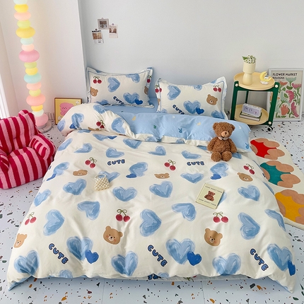 91家纺网 家纺一手货源 找家纺 （总）云锦家居 2024春夏新款13070纯棉印花吊边款一字绣四件套