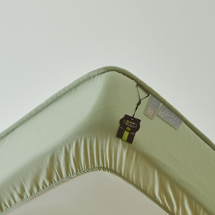 91家纺网 家纺一手货源 找家纺 3C 2024新款全棉双层纱大豆床笠 抹茶绿