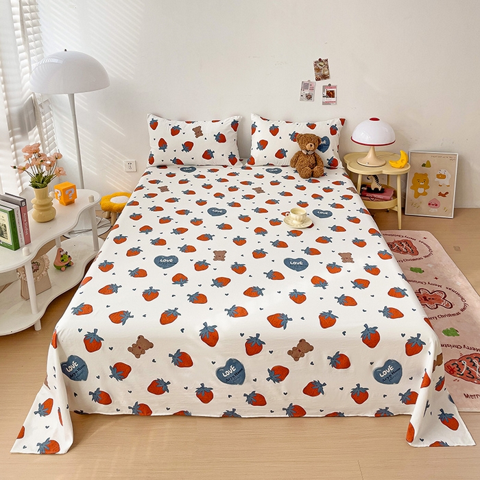 91家纺网 家纺一手货源 找家纺 纽缦家纺 2024水洗双层纱床单 莓天开心