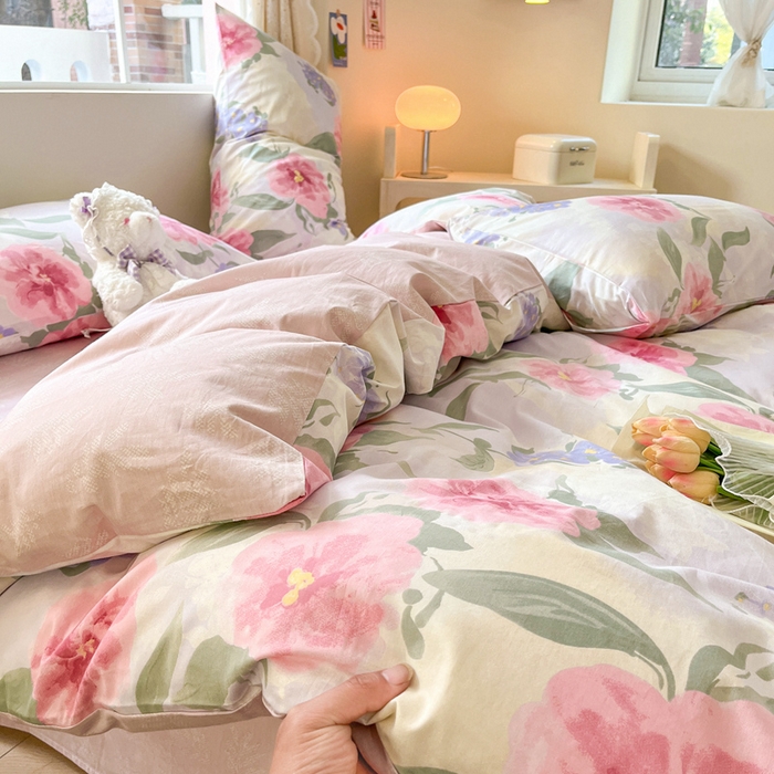 91家纺网 家纺一手货源 找家纺 川悦生活 2024爆款13372全棉卡通小清新四件套三件套 青春绚烂