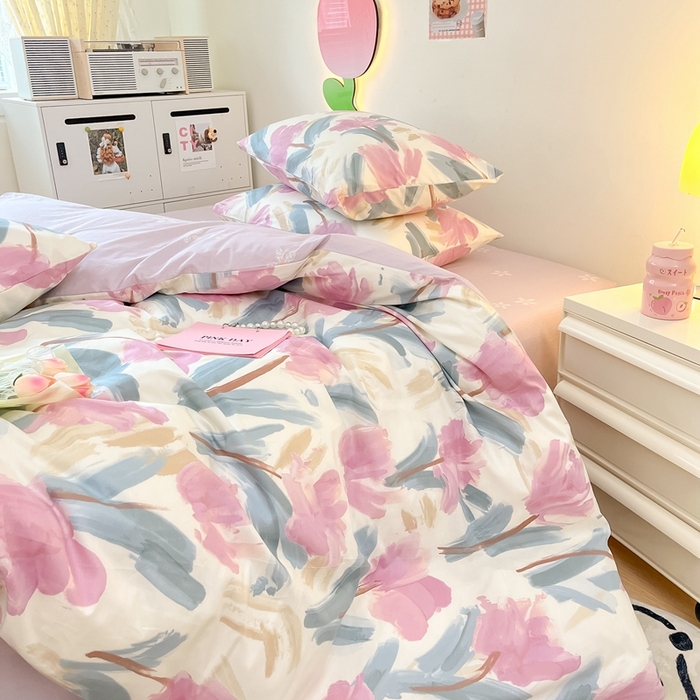 91家纺网 家纺一手货源 找家纺 川悦生活 2024爆款13372全棉卡通小清新四件套三件套 biu泊