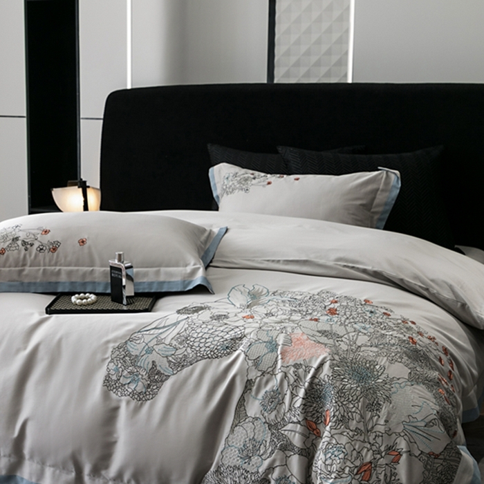 91家纺网 家纺一手货源 找家纺 （总）云胡 2024新款50s双股长绒棉 精工刺绣 宽边工艺四件套