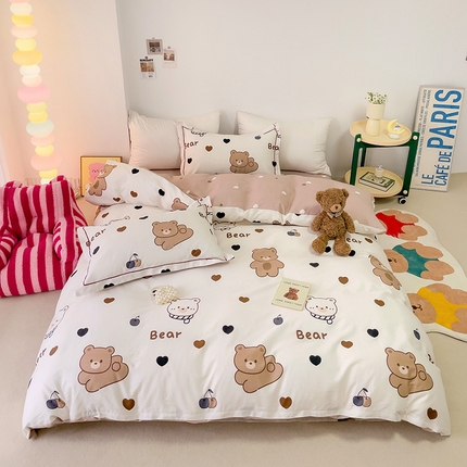 91家纺网 家纺一手货源 找家纺 （总）云锦家居 2024春夏新款13070纯棉印花吊边款一字绣四件套