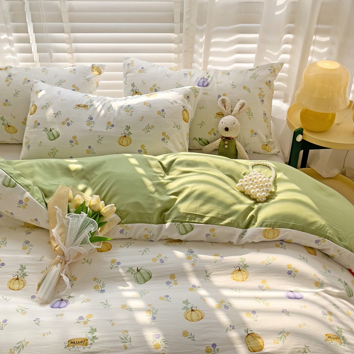 91家纺网 家纺一手货源 找家纺 纽缦家纺 2024水洗双层纱被套 小南瓜