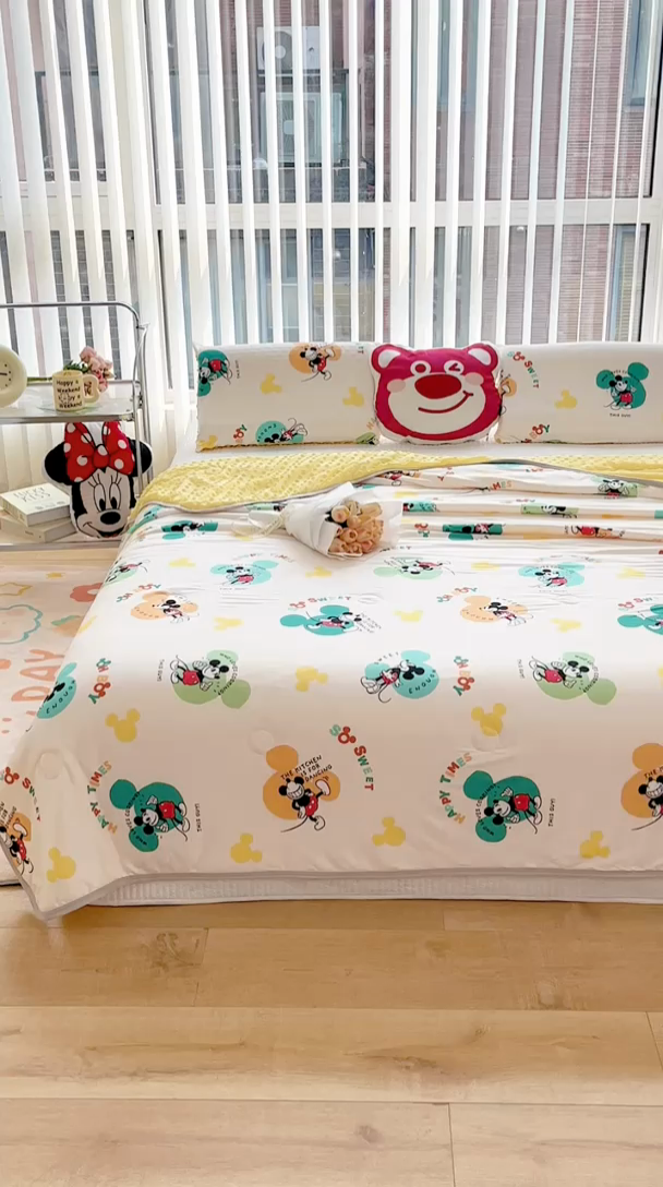 91家纺网 家纺一手货源 找家纺 2024新款A类针织棉凉豆豆夏被夏凉被空调被-迪士尼系列 米奇