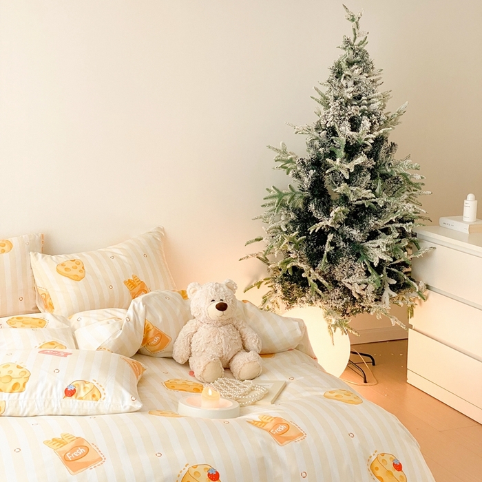 91家纺网 家纺一手货源 找家纺 川悦生活 2024爆款13372全棉卡通小清新四件套三件套 奶小酪