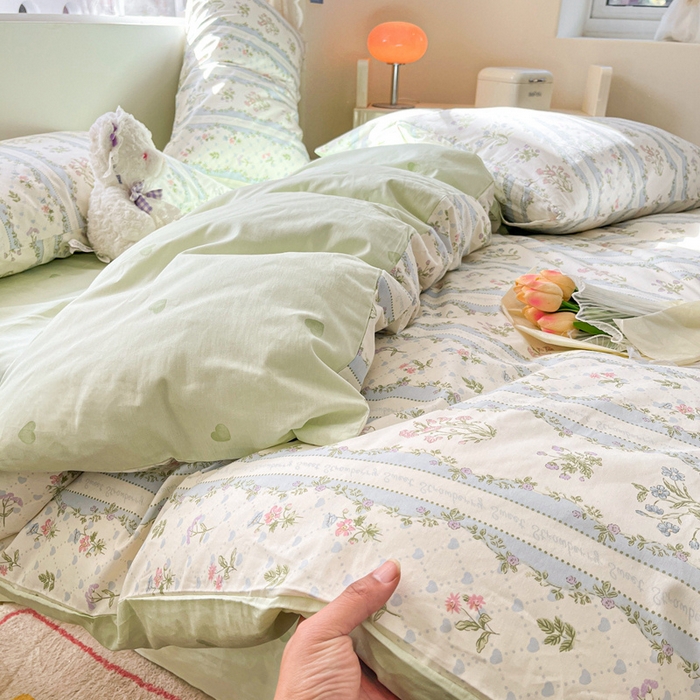 91家纺网 家纺一手货源 找家纺 川悦生活 2024爆款13372全棉卡通小清新四件套三件套 春物