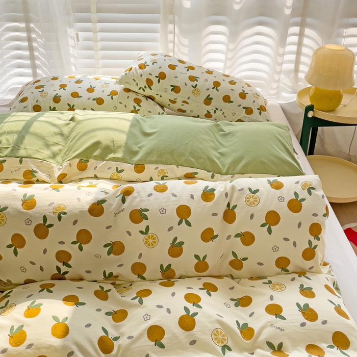91家纺网 家纺一手货源 找家纺 纽缦家纺 2024水洗双层纱被套 小橘子