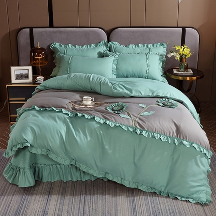 91家纺网 家纺一手货源 找家纺 （总）兴美佳家纺 2024新款水洗棉床盖手工盘花四件套-盛世年华