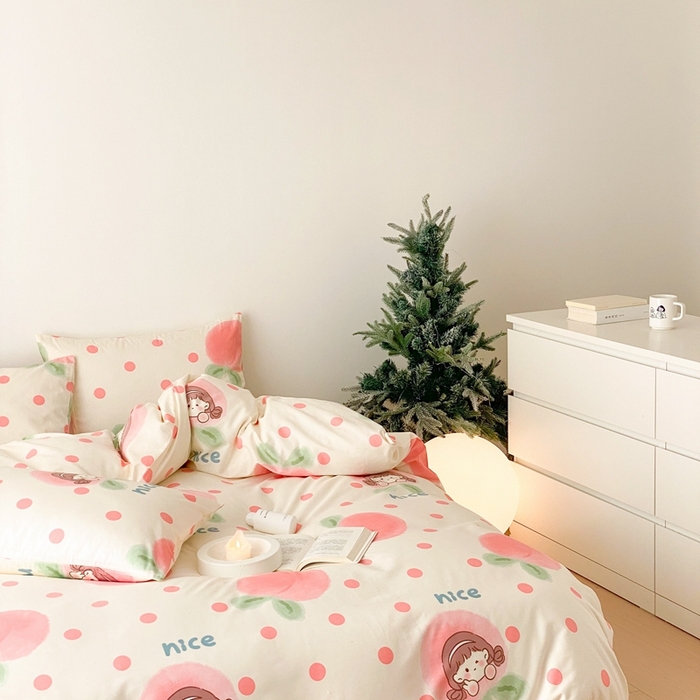 91家纺网 家纺一手货源 找家纺 川悦生活 2024爆款13372全棉卡通小清新四件套三件套 啵啵女孩