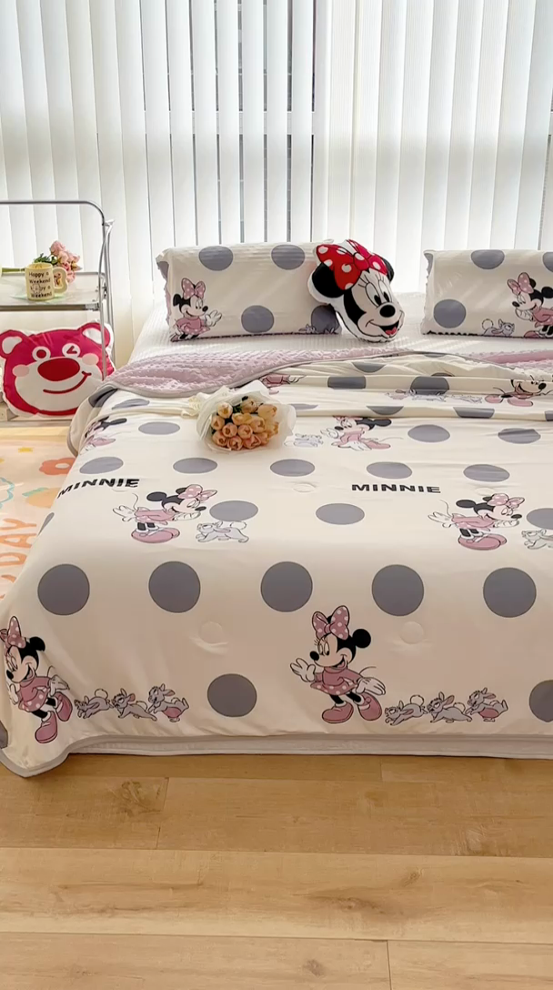 91家纺网 家纺一手货源 找家纺 2024新款A类针织棉凉豆豆夏被夏凉被空调被-迪士尼系列 米妮