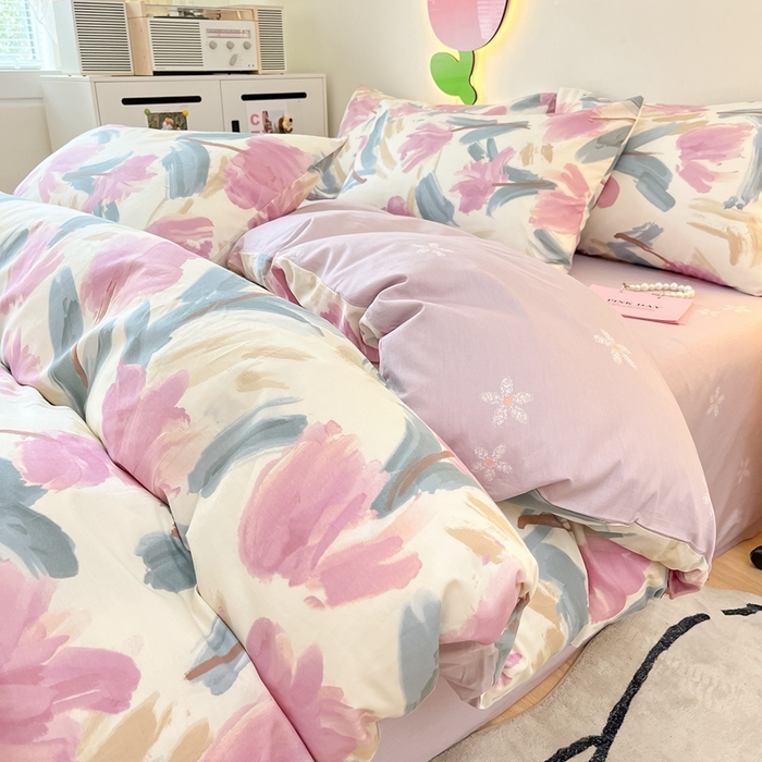 91家纺网 家纺一手货源 找家纺 川悦生活 2024爆款13372全棉卡通小清新四件套三件套 biu泊