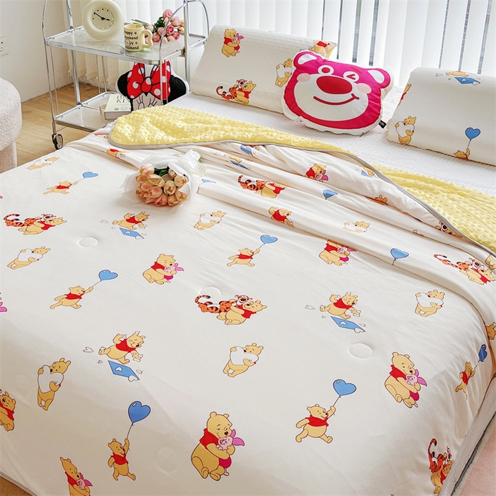 91家纺网 家纺一手货源 找家纺 2024新款A类针织棉凉豆豆夏被夏凉被空调被-迪士尼系列 维尼伙伴