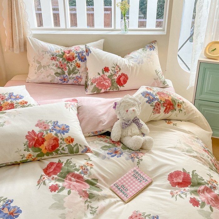 91家纺网 家纺一手货源 找家纺 川悦生活 2024爆款13372全棉卡通小清新四件套三件套 莫加物语