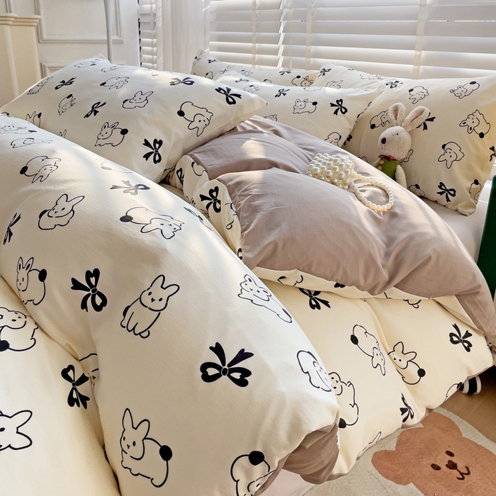 91家纺网 家纺一手货源 找家纺 纽缦家纺 2024水洗双层纱被套 心动兔兔