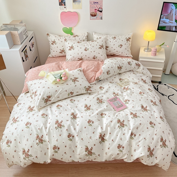 91家纺网 家纺一手货源 找家纺 川悦生活 2024爆款13372全棉卡通小清新四件套三件套 韩系小碎花