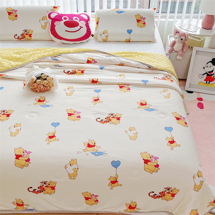 91家纺网 家纺一手货源 找家纺 2024新款A类针织棉凉豆豆夏被夏凉被空调被-迪士尼系列 维尼伙伴