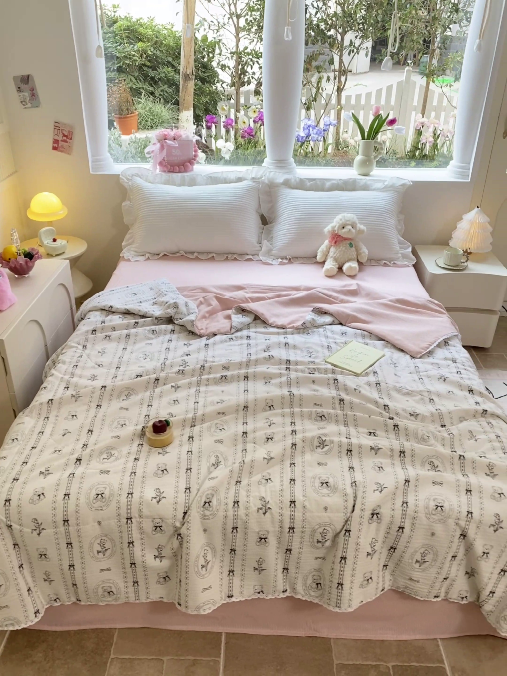 91家纺网 家纺一手货源 找家纺 慕澄家纺 2024新款时尚印花泡泡棉花边夏被夏凉被空调被 夏被-英伦熊