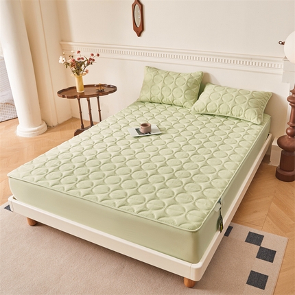 91家纺网 家纺一手货源 找家纺 （总）3C 2024新款全棉圆圈夹棉大豆床笠