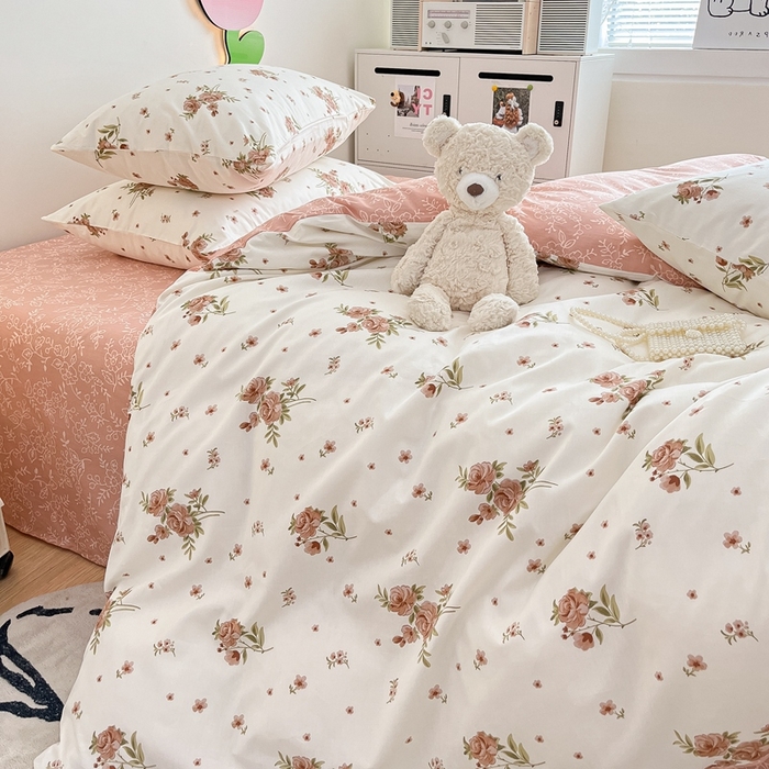 91家纺网 家纺一手货源 找家纺 川悦生活 2024爆款13372全棉卡通小清新四件套三件套 韩系小碎花