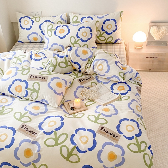 91家纺网 家纺一手货源 找家纺 川悦生活 2024爆款13372全棉卡通小清新四件套三件套 三桑