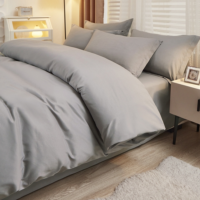 91家纺网 家纺一手货源 找家纺 丝涟家居 2025新款纯色亲肤棉磨毛四件套 都市灰