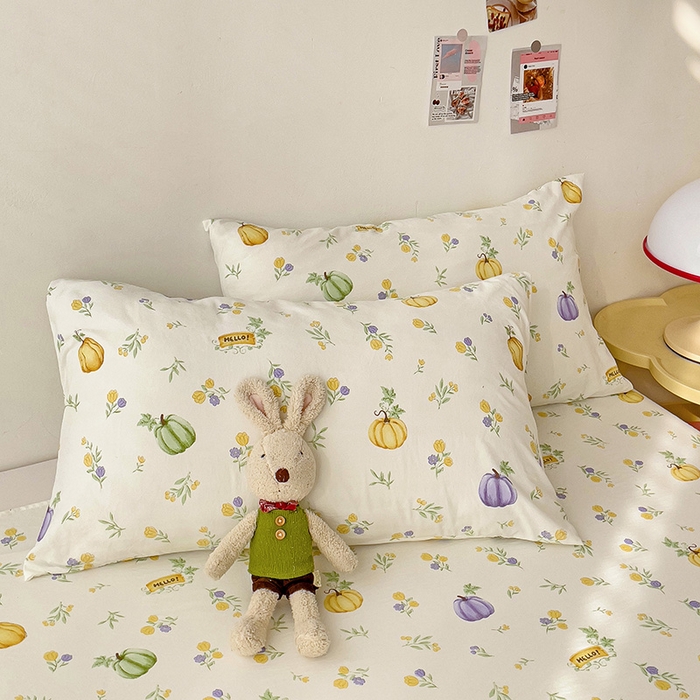 91家纺网 家纺一手货源 找家纺 纽缦家纺 2024水洗双层纱床单 小南瓜